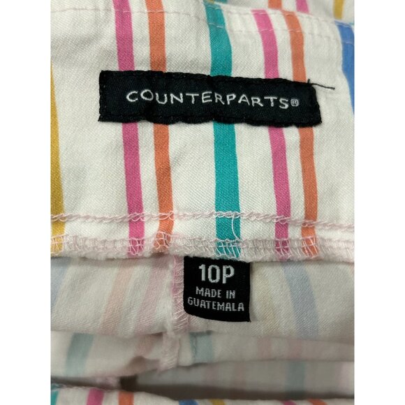Counterparts Womens Multi-Stripe Cropped Pants Size 10P Capris Side Ties - Picture 5 of 11